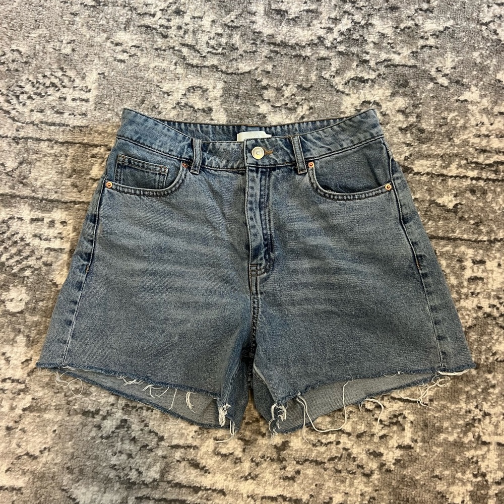 H&M Blue Jean Shorts with Frayed Hem